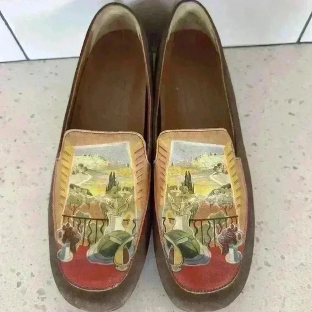 Icon Slip‎ On Loafers Hand Painted Landscape Size 6.5